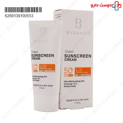 کرم ضد آفتاب +SPF50 مناسب پوست خشک و حساس 40 میلی لیتری بیزانس