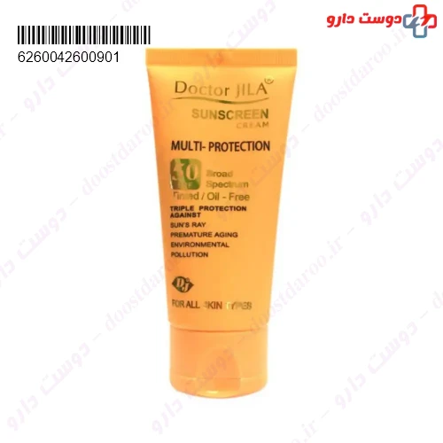 کرم ضد آفتاب فاقدچربی مولتی پروتکشن Spf50 50 گرمی دکتر ژیلا