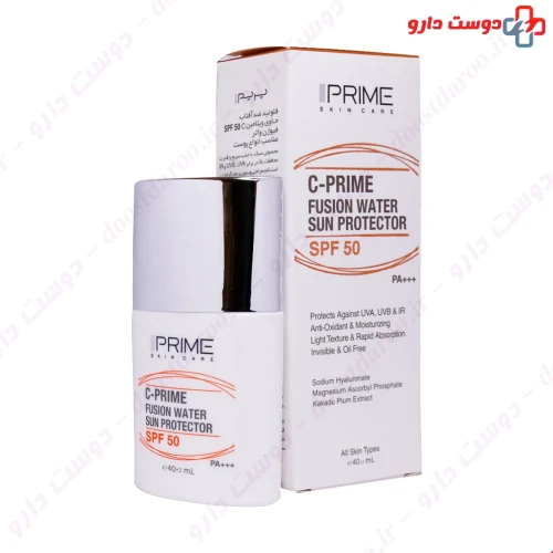 فلوئید ضد آفتاب SPF50 فیوژن واتر حاوی ویتامین ث 40 میلی لیتری پرایم
