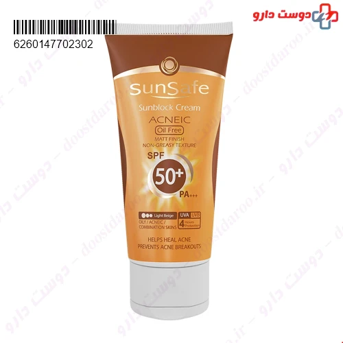 کرم ضد آفتاب SPF50 فاقد چربی مناسب پوست های چرب و آکنه ای ۵۰ میلی لیتری سان سیف