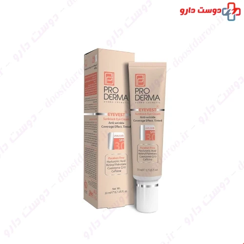 کرم دور چشم ضد چروک رنگی SPF30 آی وست 20 میلی لیتری پرودرما