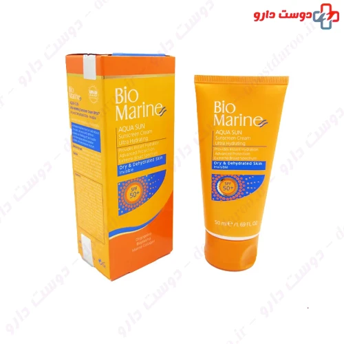 کرم ضد آفتاب SPF50 بی رنگ پوست خشک 50میلی لیتری بایومارین