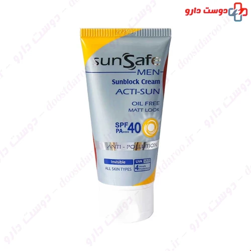 کرم ضد آفتاب فاقد چربی SPF40 آقایان مناسب برای انواع پوست 50 میلی لیتری سان سیف
