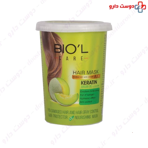 ماسک مو تغذیه کننده و آبرسان با عصاره طالبی مناسب مو های آسیب دیده داخل حمام 500 میلی لیتری بیول