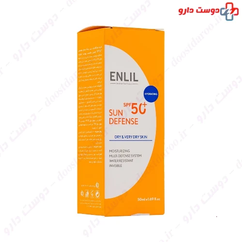 کرم ضد آفتاب سان دیفنس SPF50 پوست خشک 50 میلی لیتری انلیل