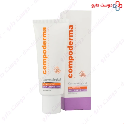 کرم ضد آفتاب روشن کننده SPF50 مناسب انواع پوست 40 میلی لیتری کامپودرما