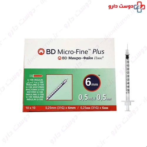 سرنگ انسولین مدل میکرو فاین حجم 0.5 میلی لیتری 10عددی بی دی