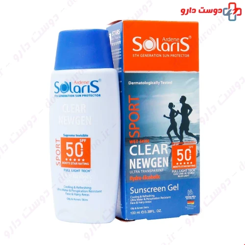 ژل ضد آفتاب SPF50 اسپرت کلیر نیوژن سولاریس آردن 100 میلی لیتری آردن سولاریس