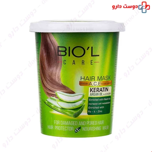 ماسک مو عصاره آلوئه ورا داخل حمام برای مو های آسیب دیده و شکننده 500 میلی لیتری بیول