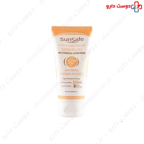 فلوئید ضد آفتاب SPF50+ فیزیکال پوست ‌های حساس 50 میلی لیتری سان سیف