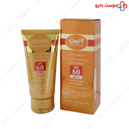 کرم ضد آفتاب رنگی SPF60 پوست خشک و حساس 50 گرمی آردن
