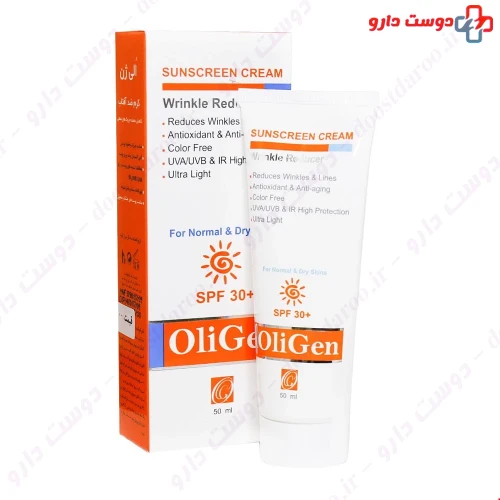 کرم ضد آفتاب و ضد چروک بی رنگ SPF30 مناسب پوست خشک و معمولی 50 میلی لیتری الی ژن