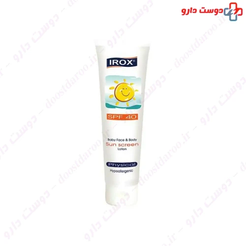 لوسیون ضد آفتاب فیزیکال صورت و بدن اطفال SPF40 60 میلی لیتری ایروکس