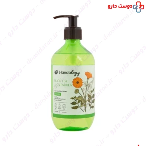 مایع دستشویی آروماتیک با رایحه چای سیاه و گل همیشه بهار500میلی لیتری هندولوژی 