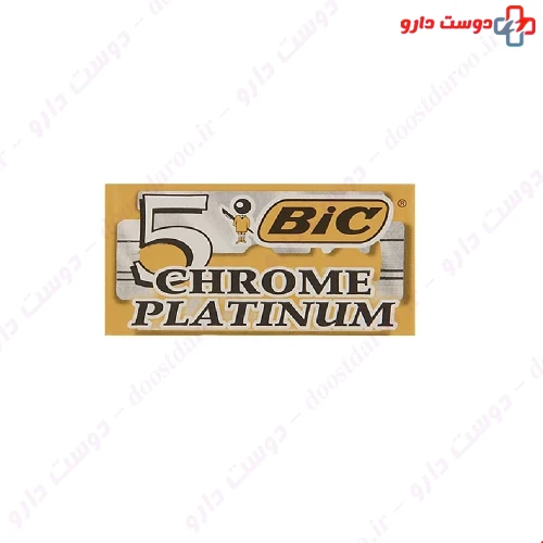 تیغ یدک مدل پلاتینیوم کروم دو لبه 5 عددی بیک