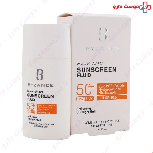 فلوئید ضد آفتاب فیوژن واتر SPF50 مناسب پوست چرب و مختلط 50 میلی لیتری بیزانس