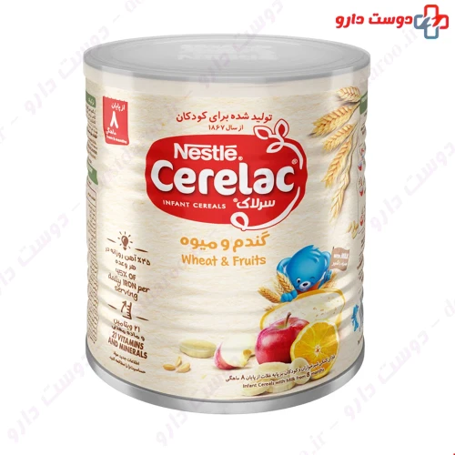 سرلاک گندم و میوه به همراه شیر 400 میلی گرمی نستله