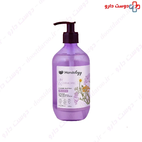 مایع دستشویی آروماتیک با رایحه زنبق بنفش و بابونه500میلی لیتری هندولوژی 