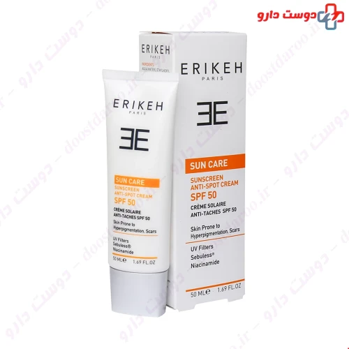 کرم ضد آفتاب و ضد لک SPF5 0 بی رنگ 50 میلی لیتری اریکه