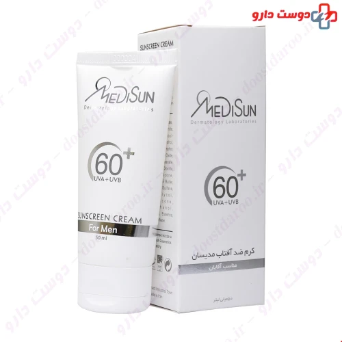 کرم ضد آفتاب آقایان SPF60+ 50 میلی لیتری مدیسان