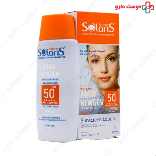 لوسیون آبی ضد آفتاب فاقد چربی SPF50 آکوا نیوژن سولاریس آردن 100 میلی لیتری آردن سولاریس