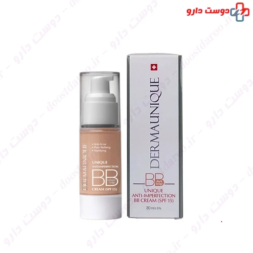 بی بی کرم رنگی بهبود دهنده پوست چرب SPF15 بژ تیره 30 میلی لیتری درمایونیک