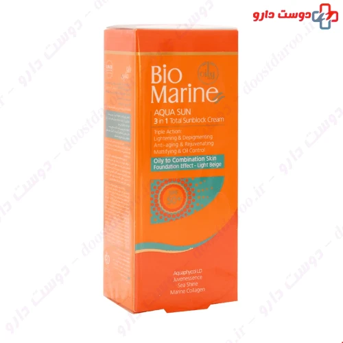کرم ضد آفتاب روشن کننده و ضد چروک SPF50 پوست چرب و مختلط 50 میلی لیتری بایومارین