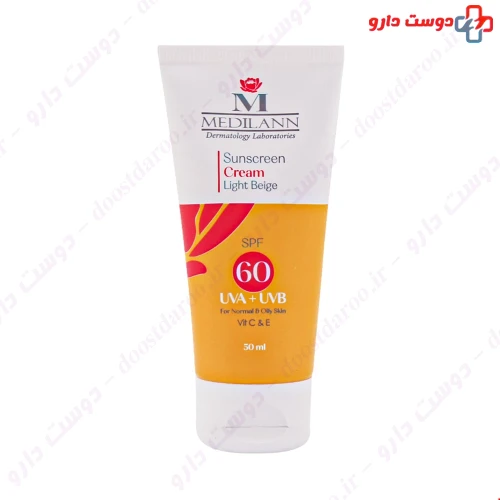 کرم ضد آفتاب رنگی SPF60 مناسب پوست های چرب و معمولی 50 میلی لیتری مدیلن